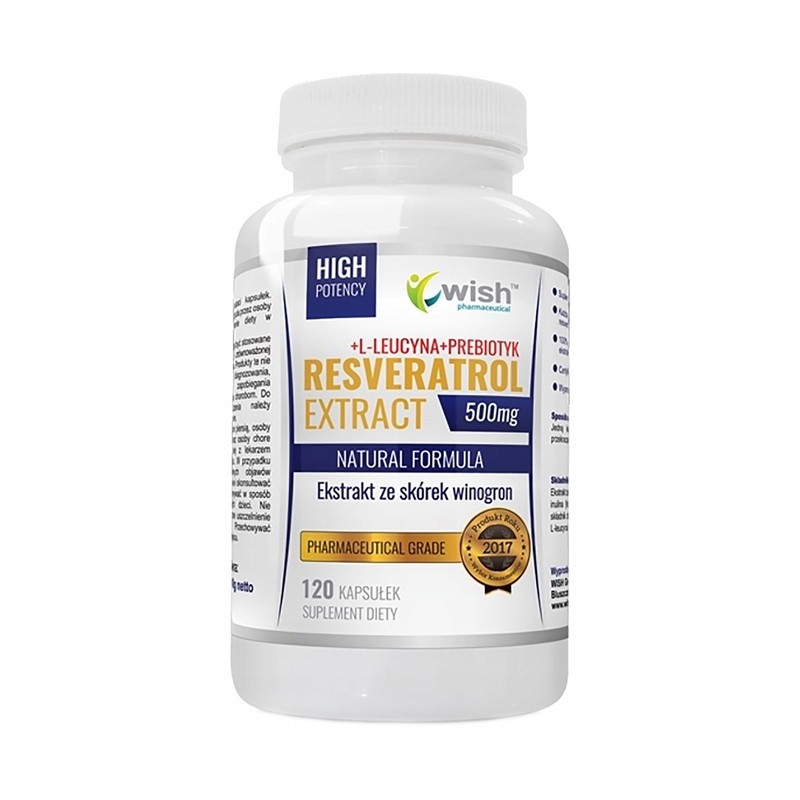 Wish RESVERATROL EKSTR. z winogron 500mg +L-LEUCYNA + PREBIOTYK